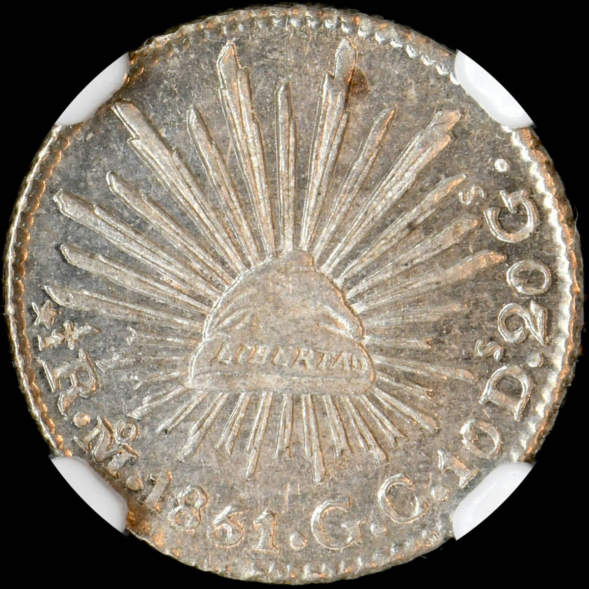 ☆金終 【NGC MS64】1851MO GC メキシコ 1/2R銀貨 未使用+ 世界コイン