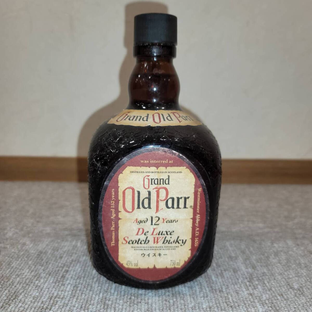 【TOA-3802】1円～ Grand Old Parr オールドパー 12年 デラックス ウイスキー スコッチ モルトグレーン 750ml 43% 未開栓 保管品_1