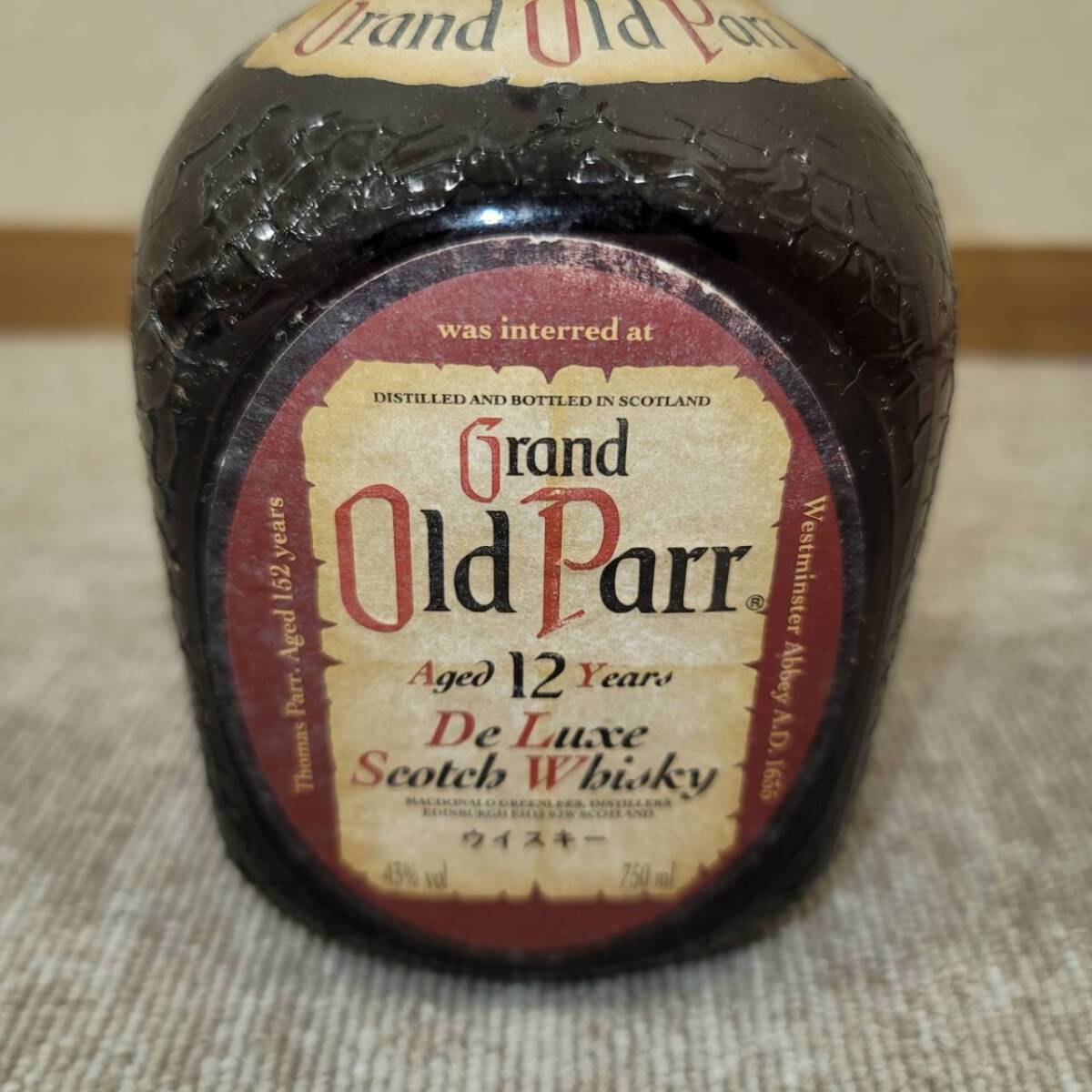 【TOA-3802】1円～ Grand Old Parr オールドパー 12年 デラックス ウイスキー スコッチ モルトグレーン 750ml 43% 未開栓 保管品_2