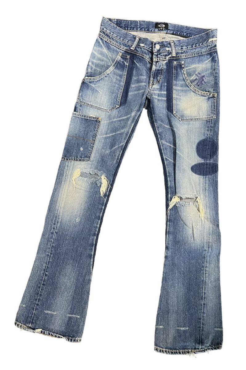 ヒステリックグラマー　Sサイズ　プリント柄ダメージジーンズ ヒステリックグラマー Sサイズ プリント柄ダメージジーンズ 中古・古着