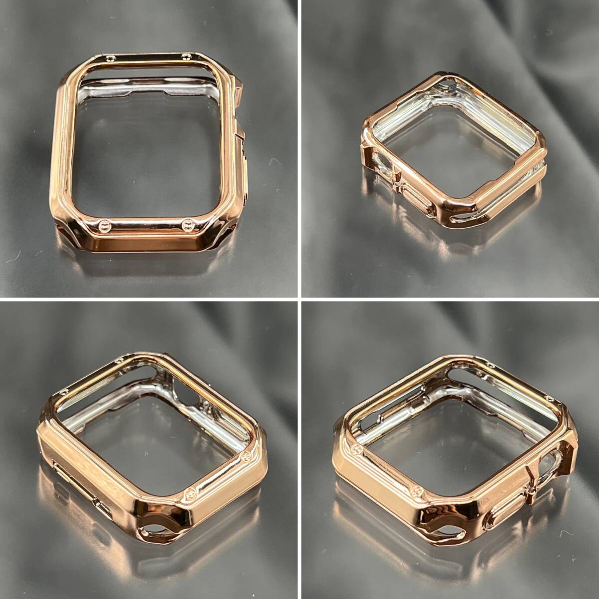 アップルウォッチ TPU ローズクローム ケース キャンバスラバー ベルト 46mm 41mm 45mm 40mm 44mm 38nm 42mm シリーズ9_2