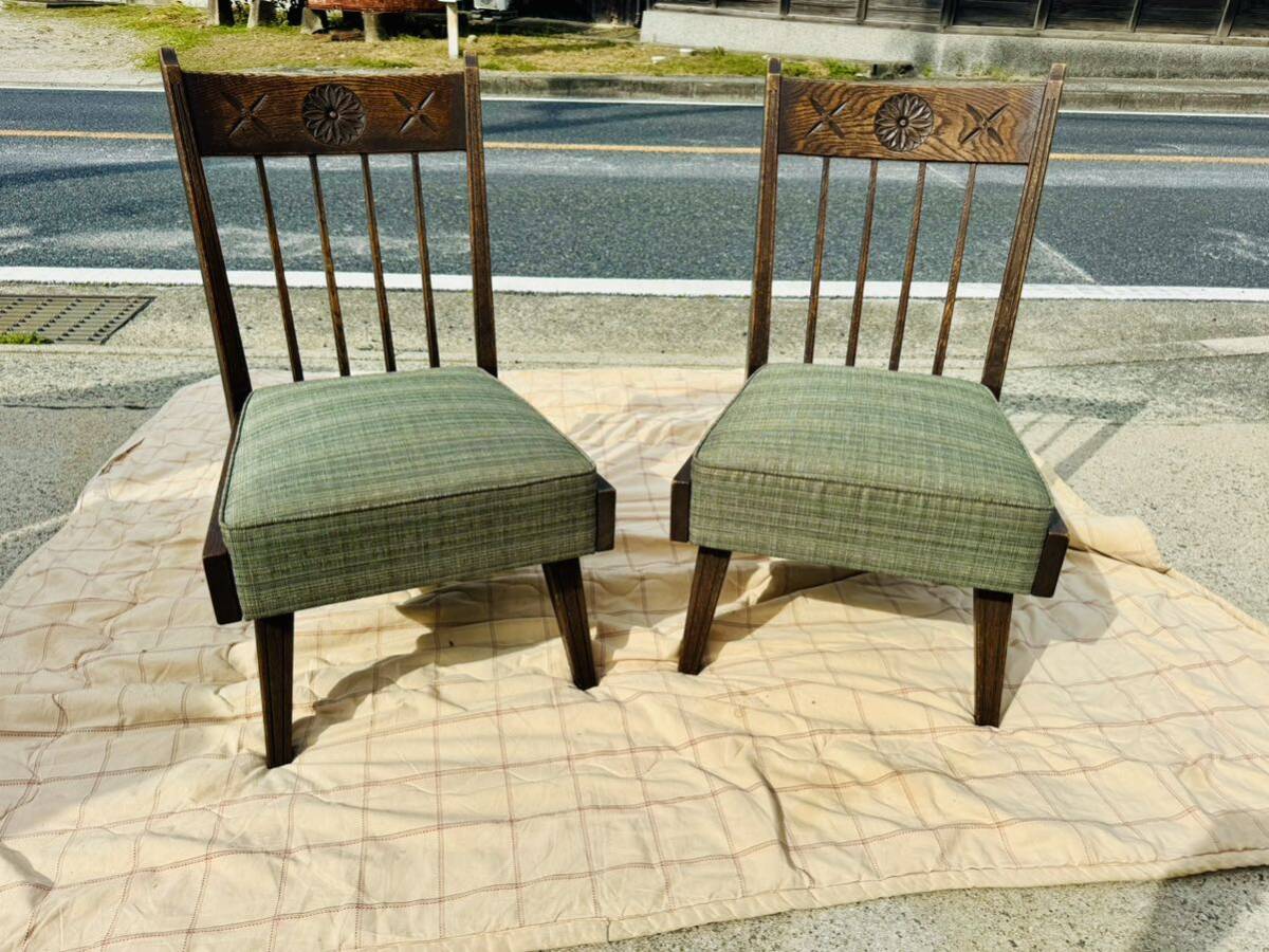希少/無垢/神戸家具/永田良介商店/椅子 チェア/2脚セット/オーク 楢材