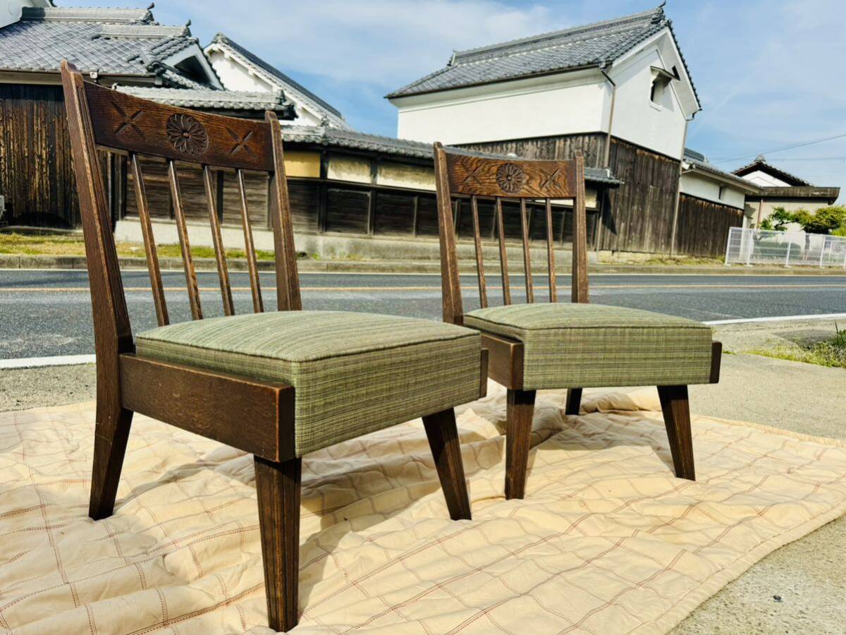 希少/無垢/神戸家具/永田良介商店/椅子 チェア/2脚セット/オーク 楢材