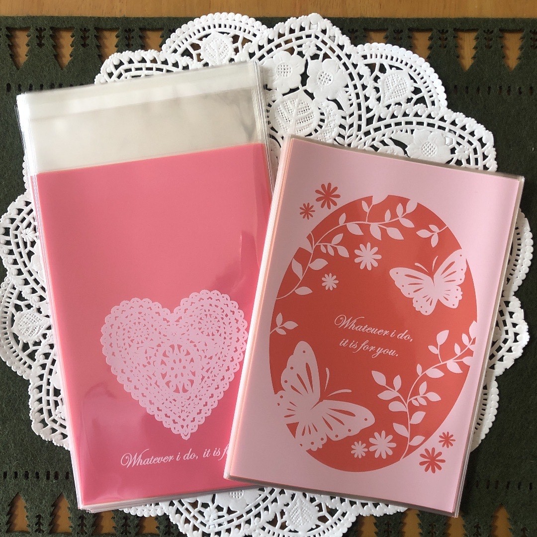 ハート・バタフライ柄 OPP袋 100枚 ラッピング袋_1