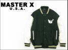300着限定！マスターエックスMASTER X 袖革スタジャン 緑x白/XL(XL 