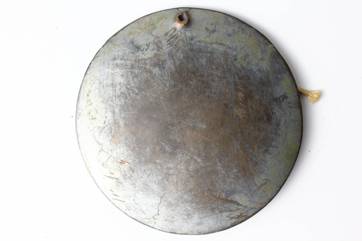 346 室町時代 足利将軍ゆかりの鏡 隅立て四つ目紋 古銅、銅鏡、古鏡