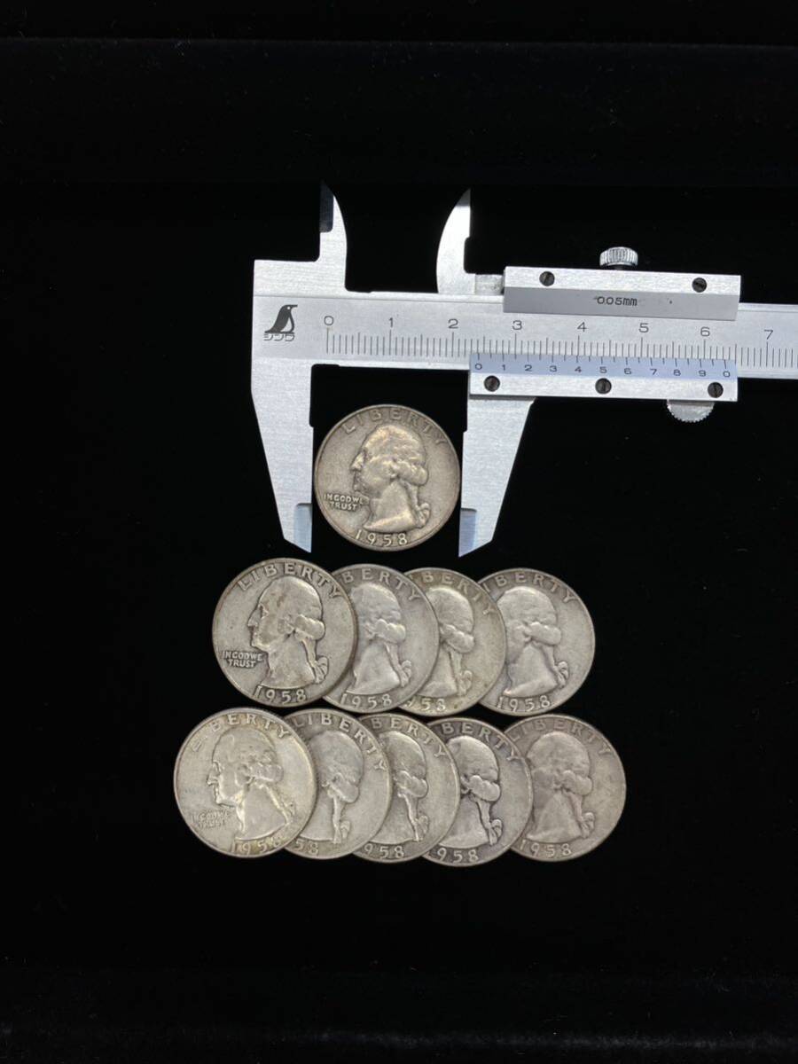 アメリカ 銀貨 リバティコイン 1958年 25セント 10枚まとめ クォーター