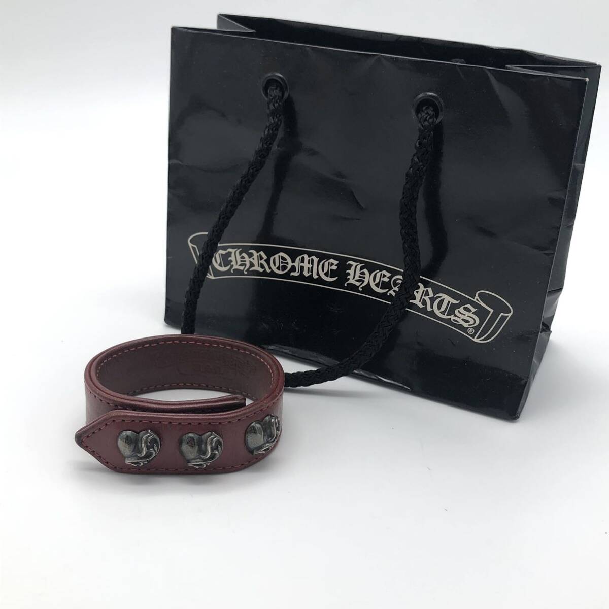 CHROME HEARTS クロムハーツ ブレスレット 3ボタン 2スナップレザー