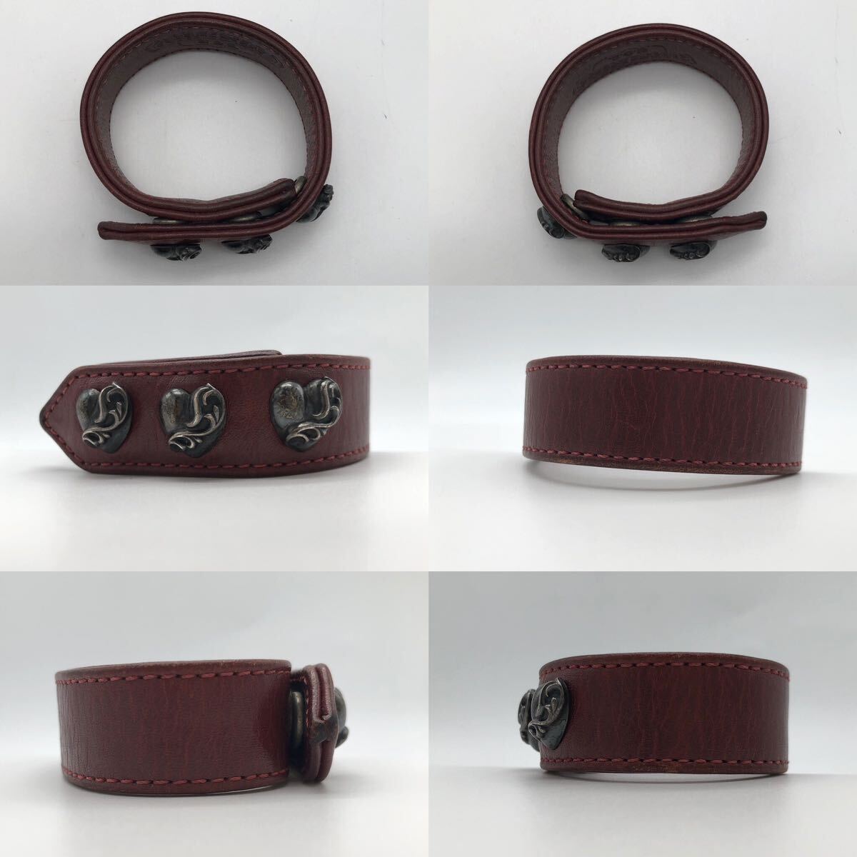 CHROME HEARTS クロムハーツ ブレスレット 3ボタン 2スナップレザー