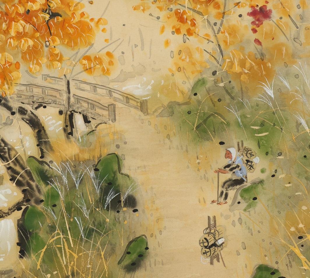 真作】◇田中案山子◇秋山小憩◇紅葉◇共箱◇太巻き◇肉筆◇絹本◇掛軸