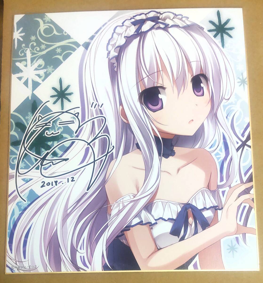karoryイラスト 複製サイン入り色紙 2018 E☆2 美少女(コミック