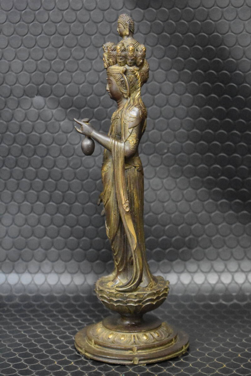 うぶ品 仏教美術 大仏師 長田晴山 十一面観音立像 63/1000 ブロンズ像