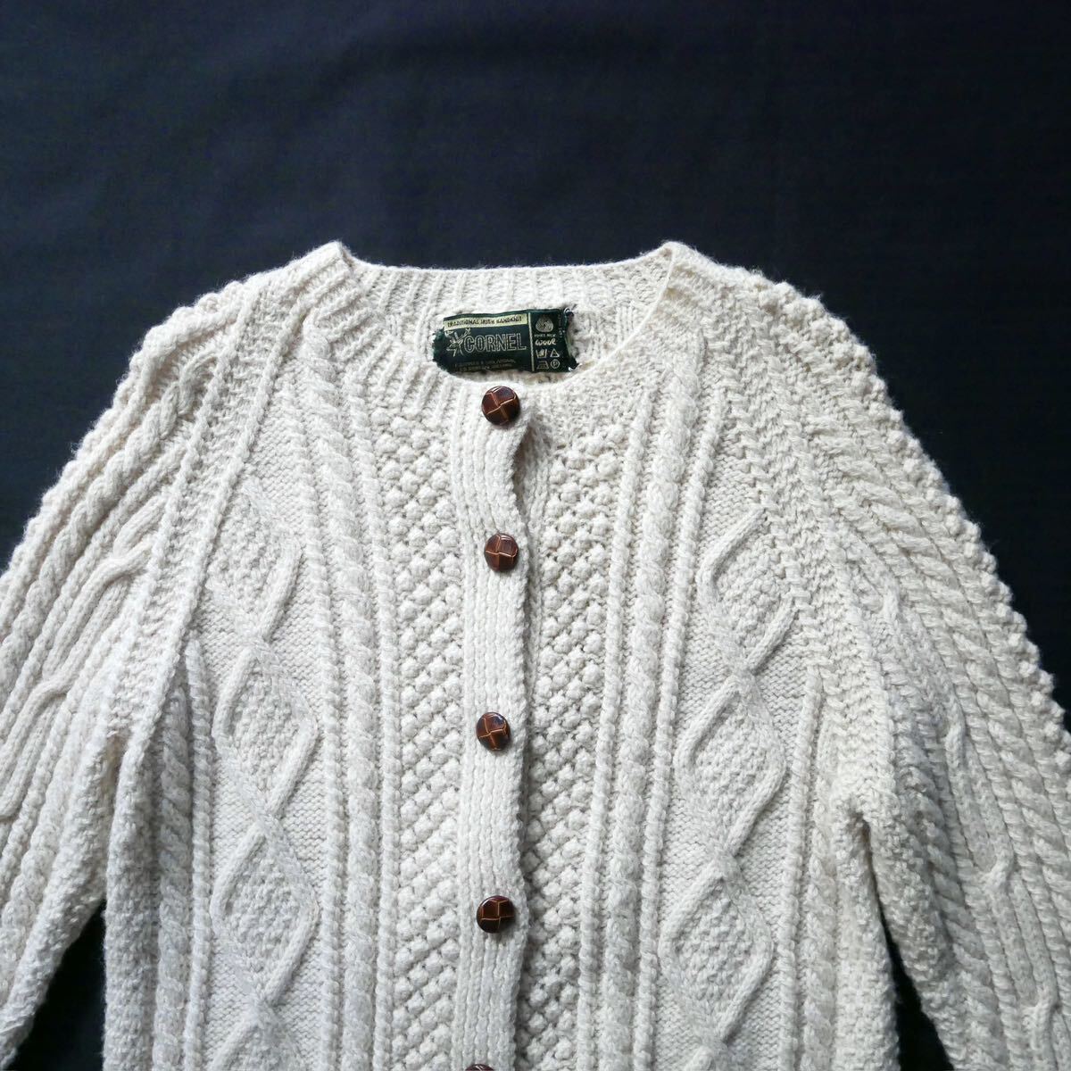 【北欧ニット 】アイルランド製❗️ヴィンテージ ケーブル編みレトロ高品質！超美品 Made in Ireland fisherman knit cardigan アイルランド製 vintage