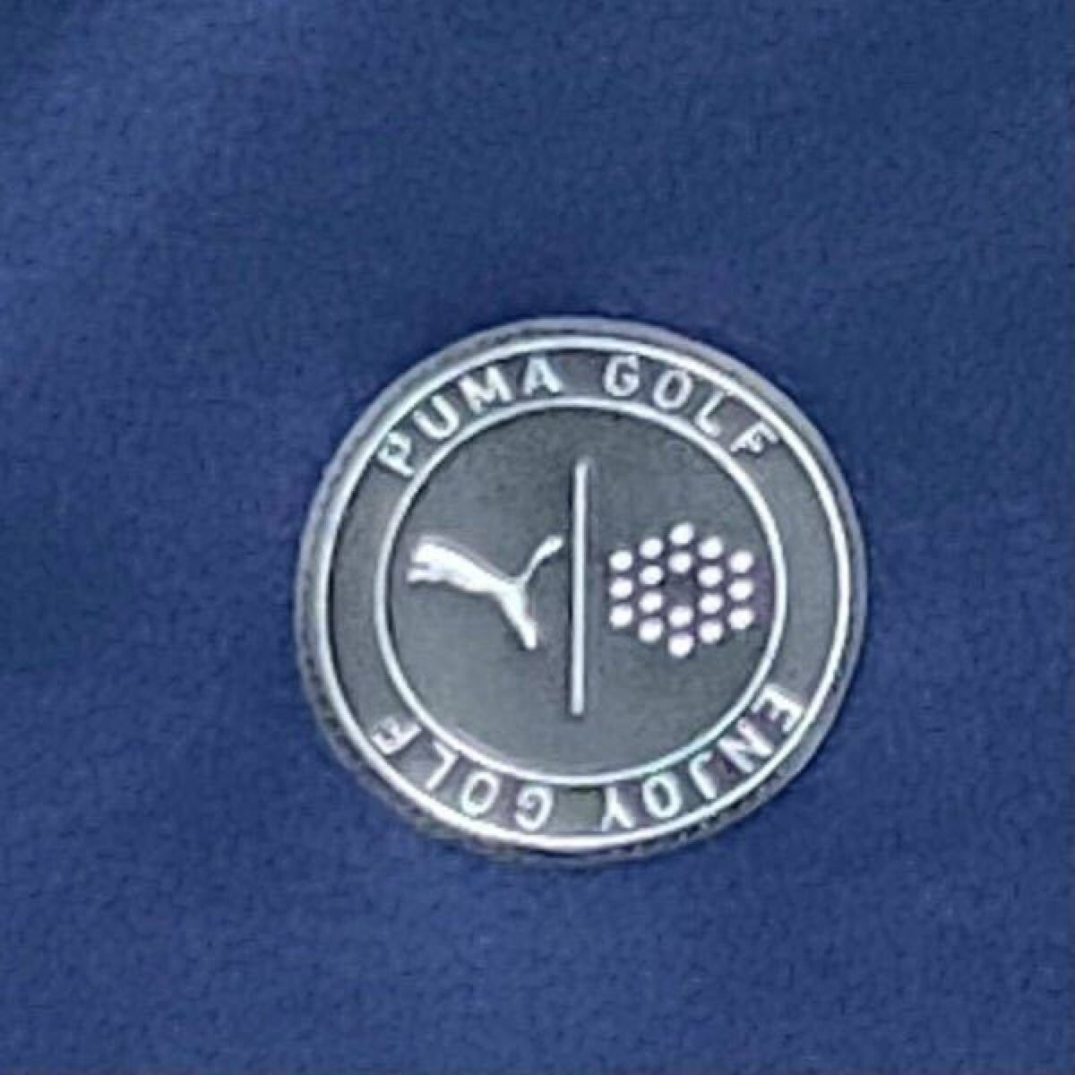 新品★PUMA GOLF プーマ ゴルフ 左胸ビッグロゴ 吸汗速乾 長袖モックネックシャツ/ネイビー/サイズXL/送料185円_4