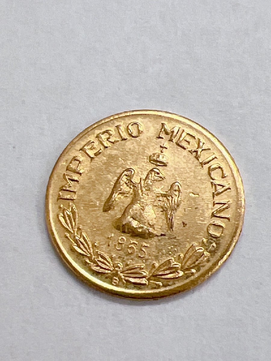 世界最小の金貨】1865年 メキシコ 1ペソ金貨 マクシミリアン皇帝