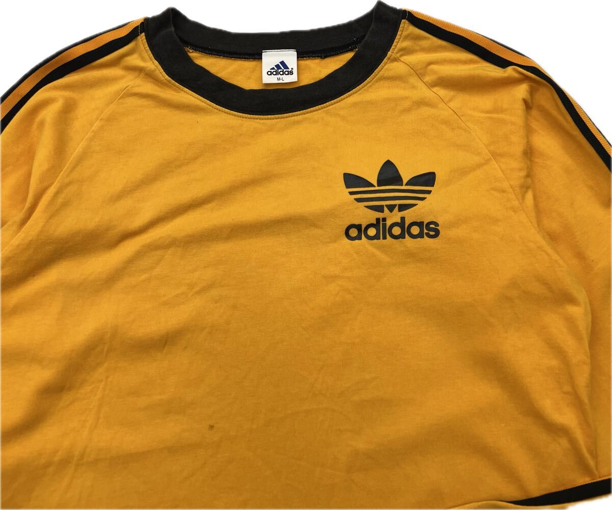 adidas ☆ オールド アディダス オレンジ トレフォイル ロゴ Tシャツ 