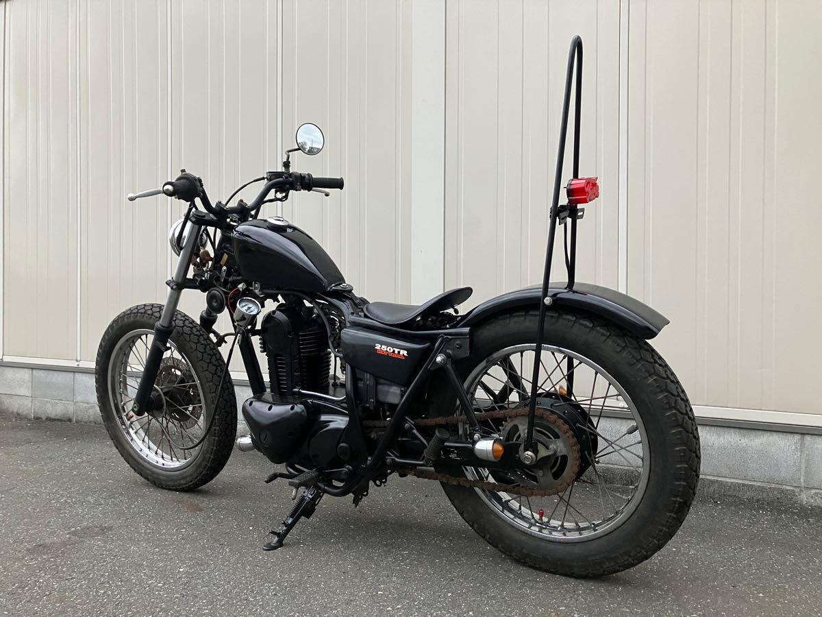 オートバイ SR400 500 チョッパー スポーツスタータンク 黒塗塗装済み