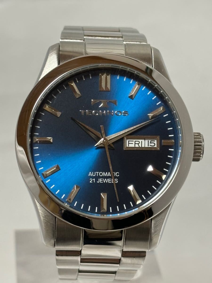 113-41】1円〜【稼働品】TECHNOS テクノス T1076 スケルトン 自動巻き