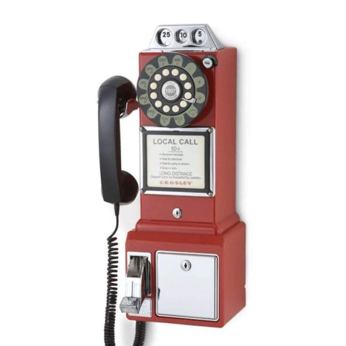 新品 電話 アメリカ レトロ 公衆電話 壁掛け 50s 1950年代 レッド 赤