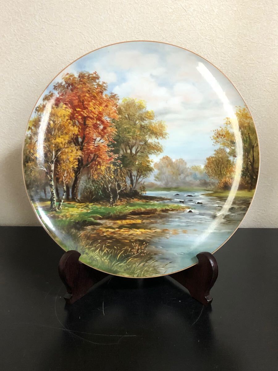 オールドノリタケ Noritake S.gto 日陶印 風景画 大皿 飾皿 サイン有