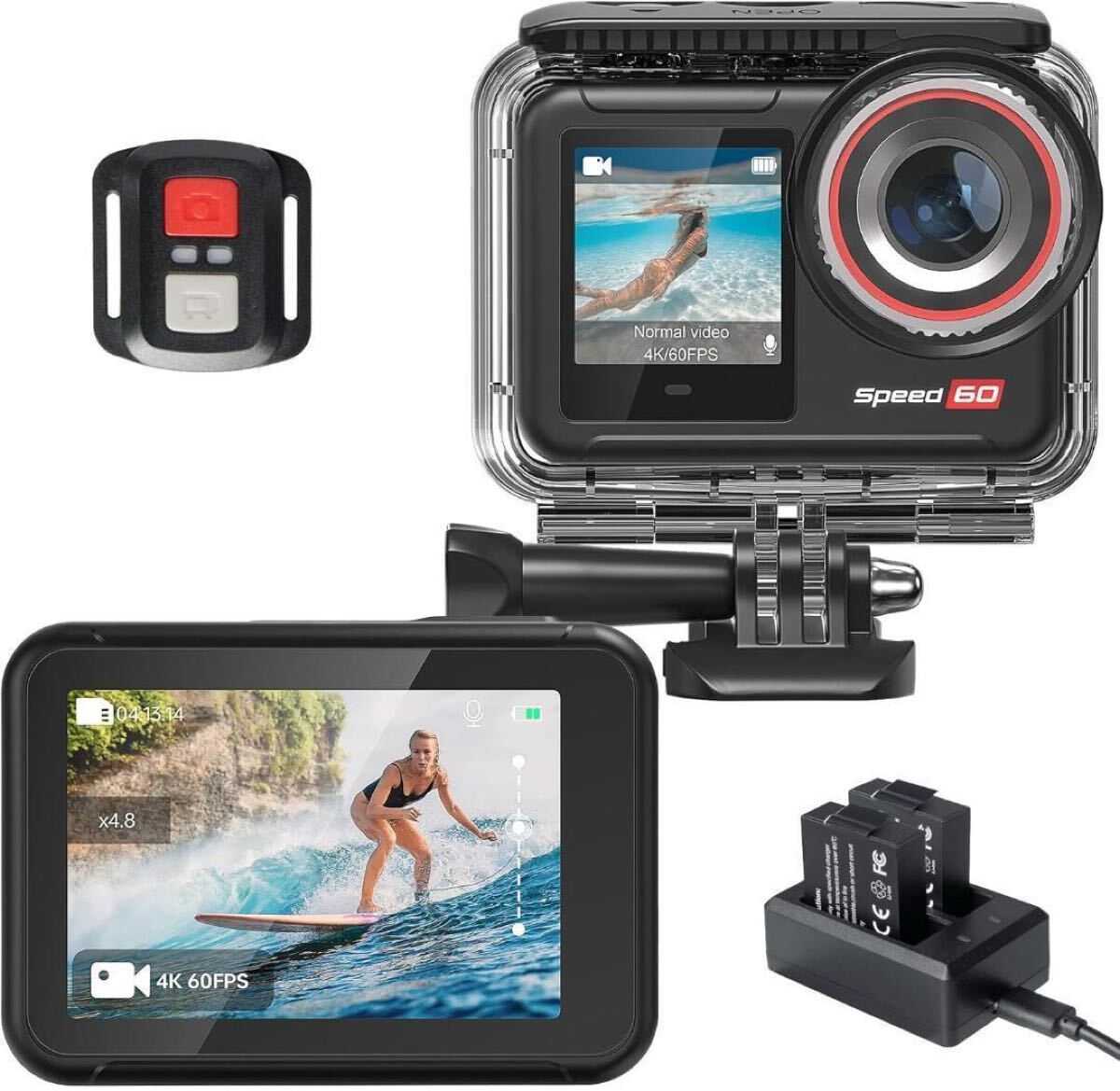 Hiicam Speed60 ウェアラブルカメラ 防水アクションカメラ 4k 
