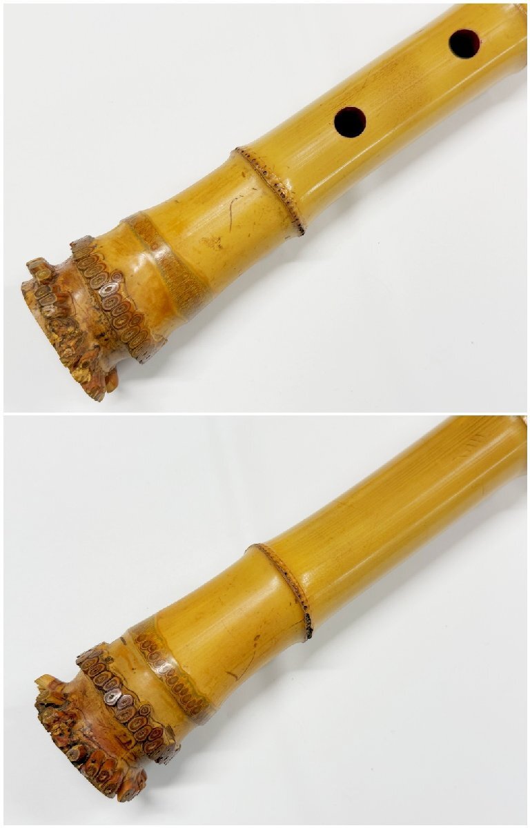 尺八 和楽器 楽器 木管 二本継 中古品 都山流 尺八 古京 在銘 二本継 朱塗 全長 約55cm 一尺八寸 1尺8寸 和
