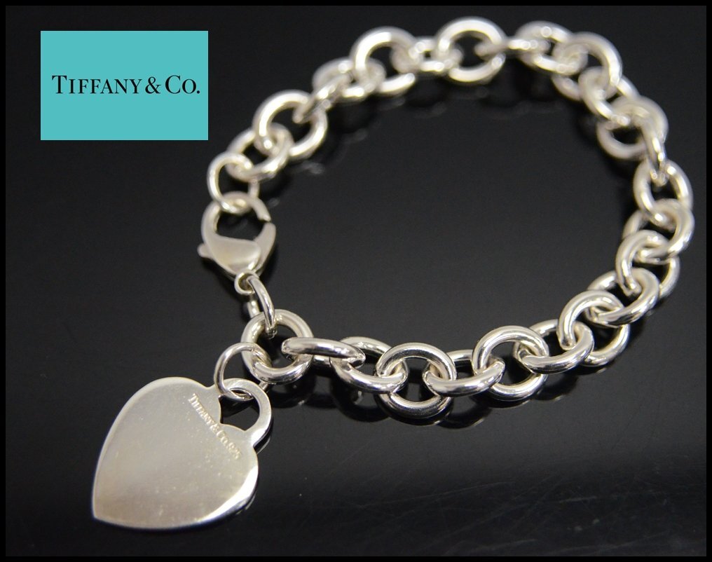 美品 TIFFANY&CO SV925 ハートチャーム ブレスレット シルバー ハート 