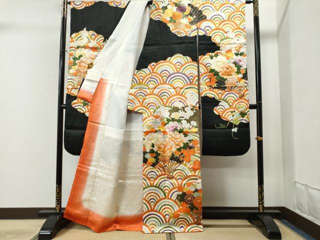 振袖フルセット6点サイズM〜Ｌ刺繍　花筏文　金糸　正絹 振袖フルセット6点サイズM〜L刺繍 花筏文 金糸 正絹 振袖フルセット6