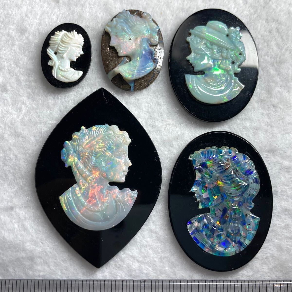 1円〜!!遊色効果!!☆オパールカメオおまとめ133.5ct☆j 約26.7g ルース