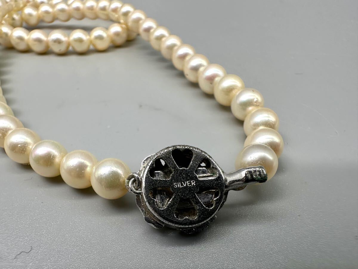 アコヤ ネックレス 本真珠 パールネックレス SILVER 刻印 重さ約28.5g 