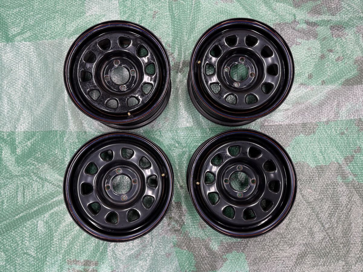 デイトナ 14インチ　6J 鉄ホイール　100 4h ブラック　てっちん_1