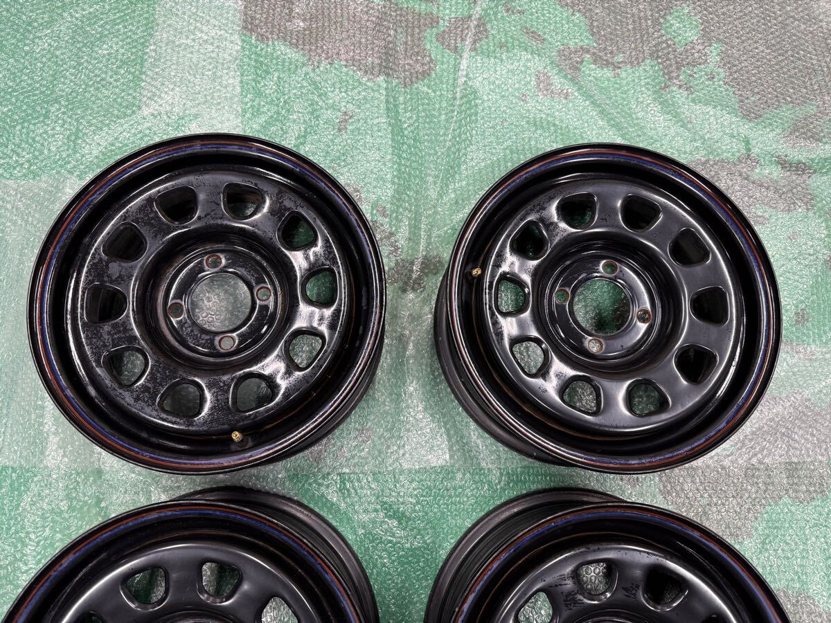 デイトナ 14インチ　6J 鉄ホイール　100 4h ブラック　てっちん_3