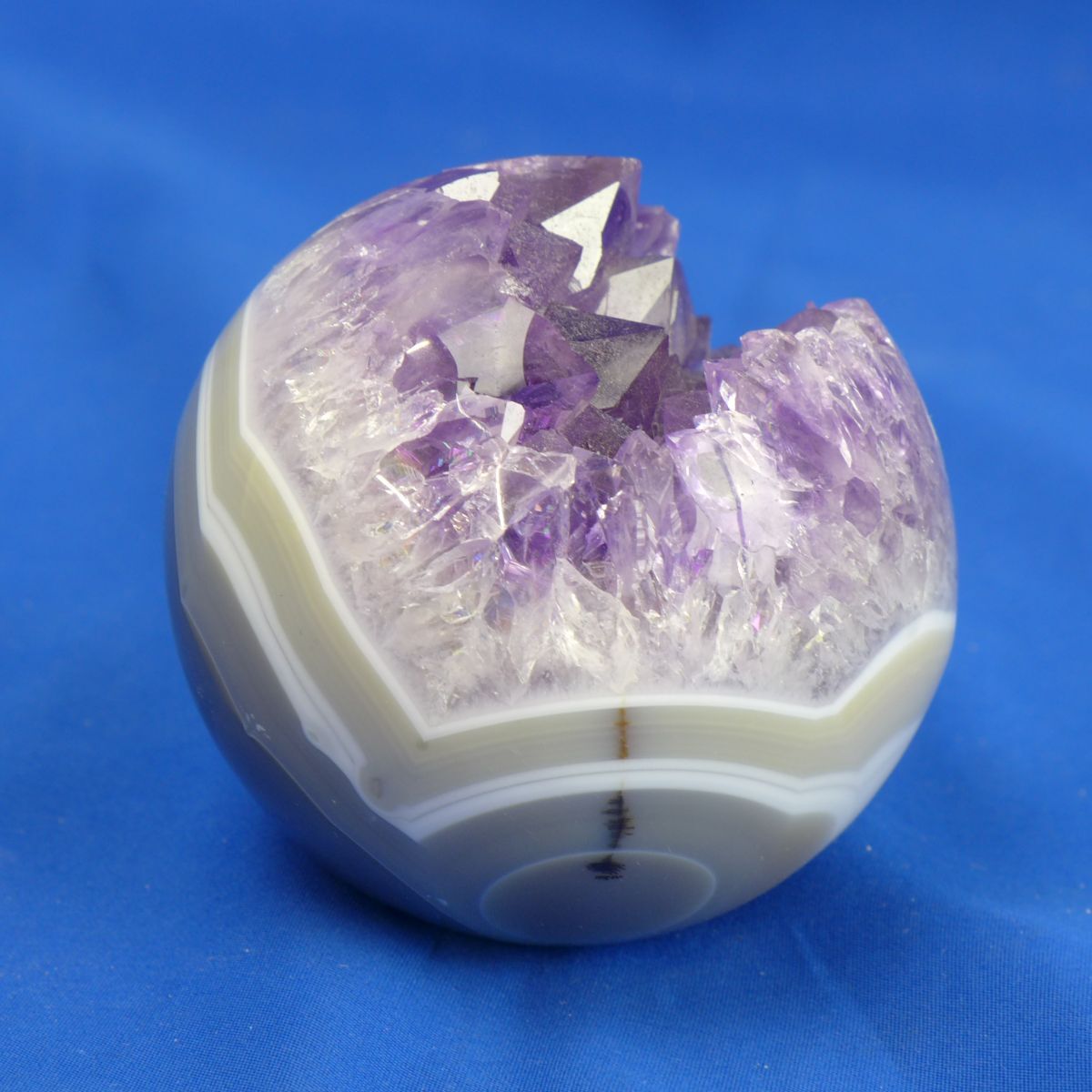 郵S987○アメジスト 開口笑 家庭円満 318g 直径約6cm クリスタル