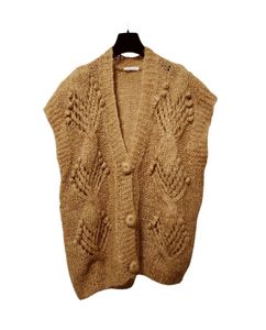 美品 Mes Demoiselles... オーバーサイズ モヘアニットベスト キャメル カーディガン メ