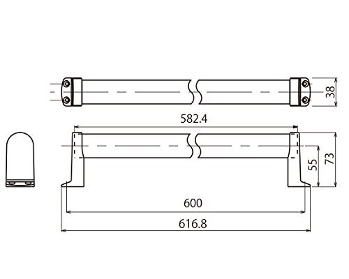ハイロジック TQOOL 安全・安心 屋内用 木製手すり タテ・ヨコ兼用 600mm 32パイ 耐荷重:80Kg 97254_2