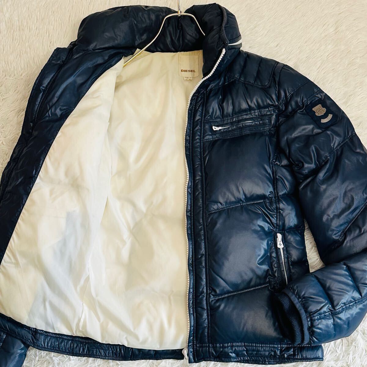 美品 L相当 ディーゼル ダウンジャケット ロゴ金具 肉厚 極暖 2way 