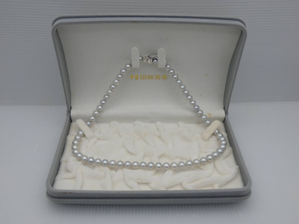 ☆田崎真珠 アコヤ本真珠 パール ネックレス 《約7～7.5mm シルバー留め具 約45cm》 TASAKI SHINJU 化粧ケース付 良品 USED☆