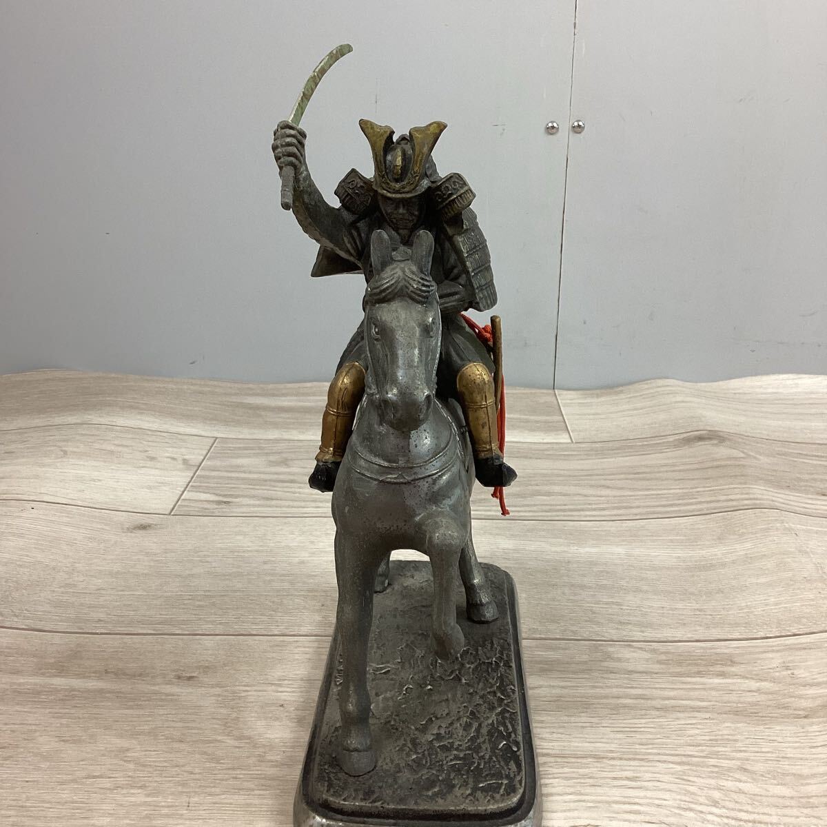 Y14105 平将門像 真鍮?銅製? 置物 武士 侍 騎馬 除災 厄除け 縁起物
