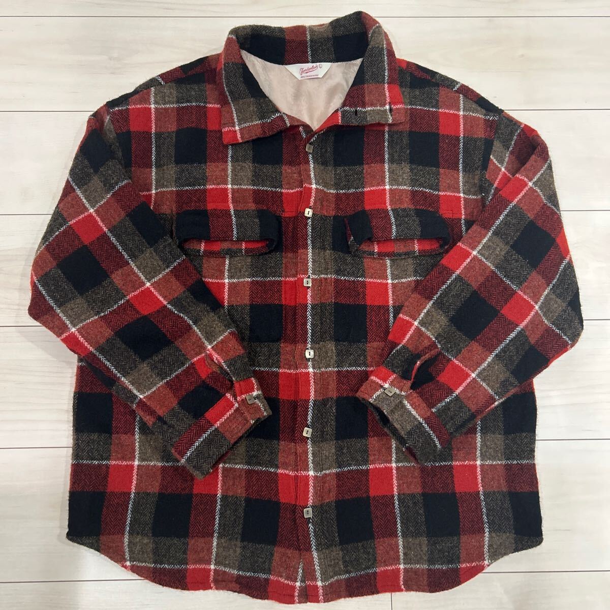 美品 本店限定カラーTENDERLOIN チェックフランネルシャツ 黒×緑 L