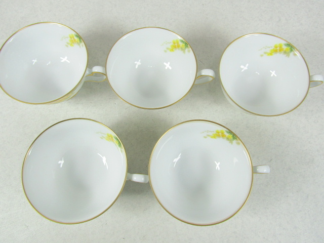 ■■大倉陶園 OKURA オークラ ミモザ カップ＆ソーサー 5客 花ことばシリーズ 金彩花柄/洋食器■■ 大倉陶園 カップ＆ソーサー OKURA 金彩花柄&frasl;洋食器■■ 花ことばシリーズ モーニング