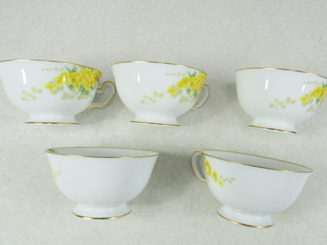 ■■大倉陶園 OKURA オークラ ミモザ カップ＆ソーサー 5客 花ことばシリーズ 金彩花柄/洋食器■■ 大倉陶園 カップ＆ソーサー OKURA 金彩花柄&frasl;洋食器■■ 花ことばシリーズ モーニング