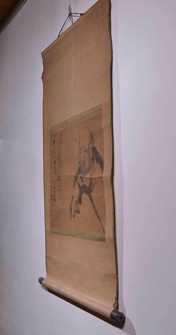 【瓢】真作　千丈実巌　「達磨図画賛」　曹洞宗　信州長国寺住　近江無名庵　拈華実参の法嗣　滋賀県　江戸時代後期　禅　仏教　掛け軸 瓢真作 「達磨図画賛」 曹洞宗 達磨図（向嶽寺） - 国宝を巡る