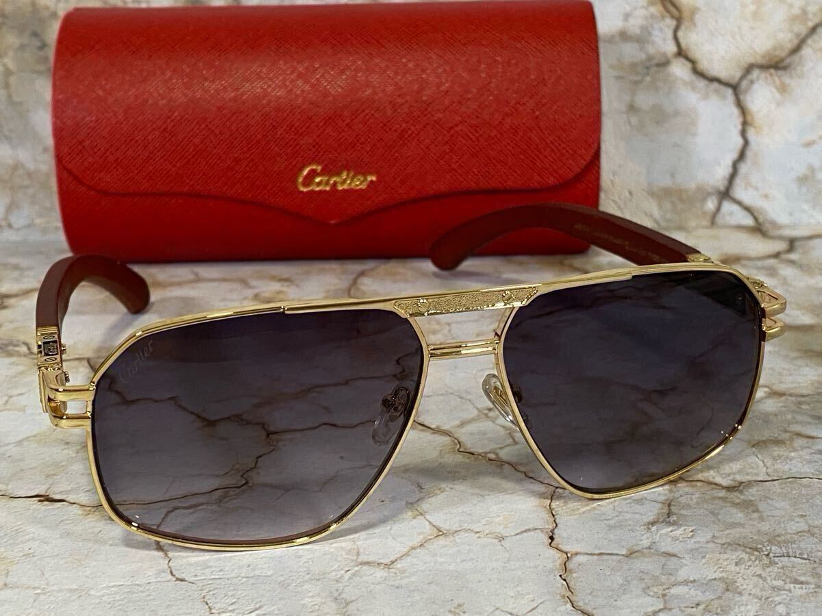 サングラス カルティエ Cartier ヴィンテージ メガネ ウッドテンプル 