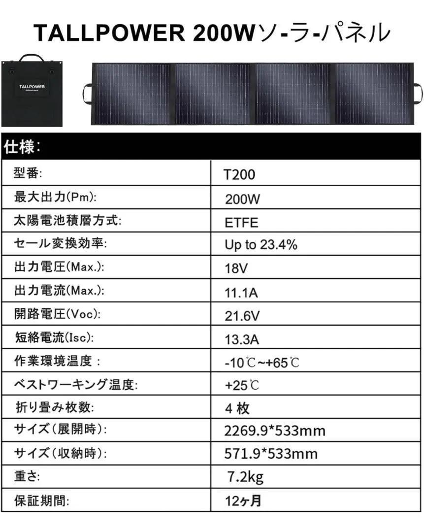 ソーラーパネル 200W 折畳式 キャンプ・災害対策 【公式通販】
