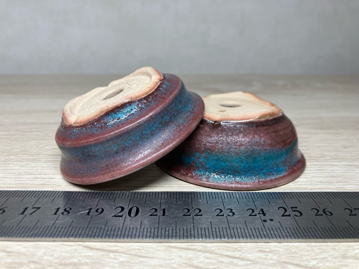 一蒼 ミニ盆栽鉢 コバルトブルー 2個セット（検索 小品 ミニ 豆鉢 豆