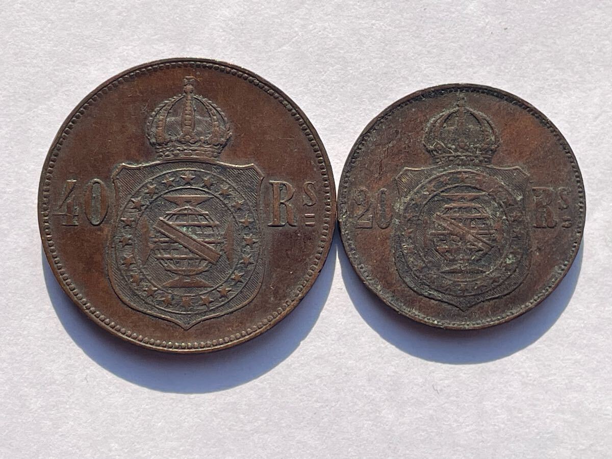 12、ブラジル 1869・1875年 2枚 外国コイン 外国銅貨 古銭 貨幣