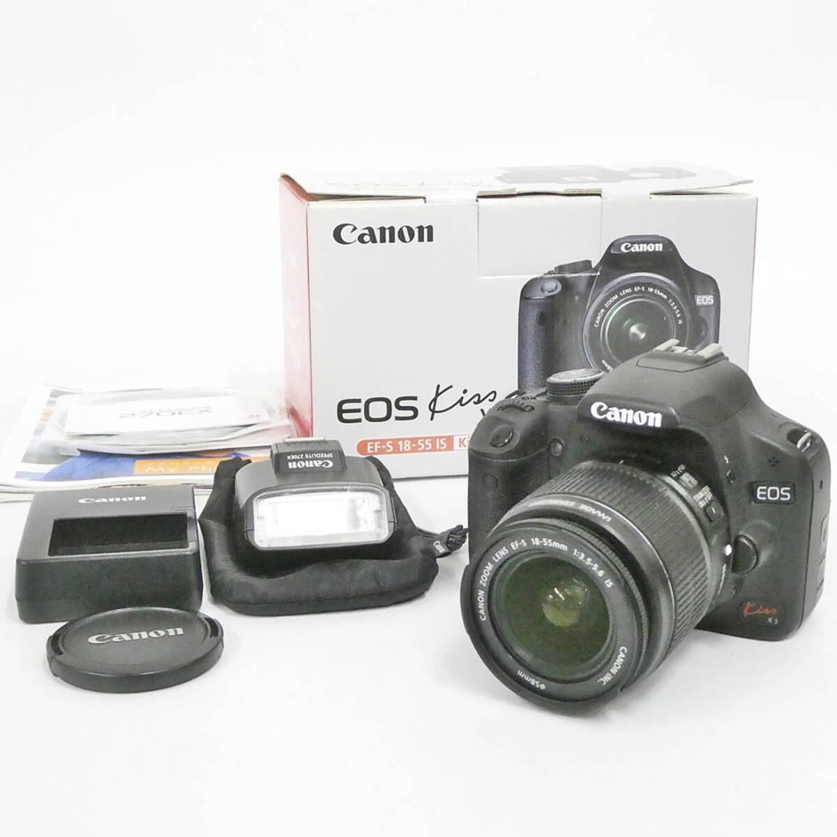 【極美品】EOS KISS X3 キヤノン Canon EOS kiss X3 デジタル一眼 カメラ EF-S 18-55mm 1:3.5