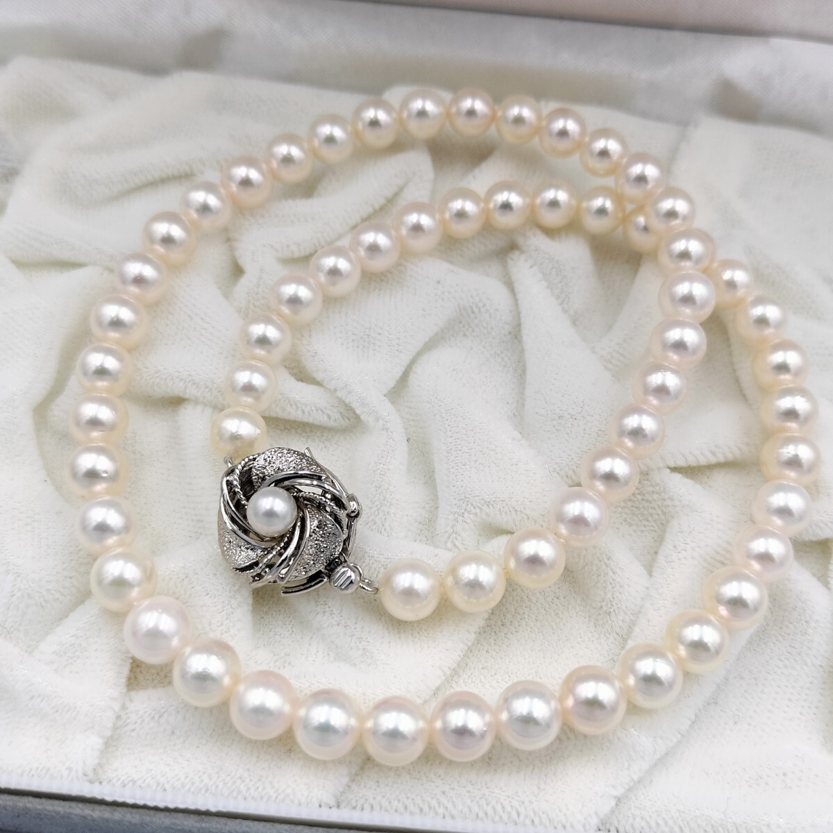 テリ抜群!!】アコヤ あこや パール ネックレス 6.5mm〜7mm 44cm SILVER 