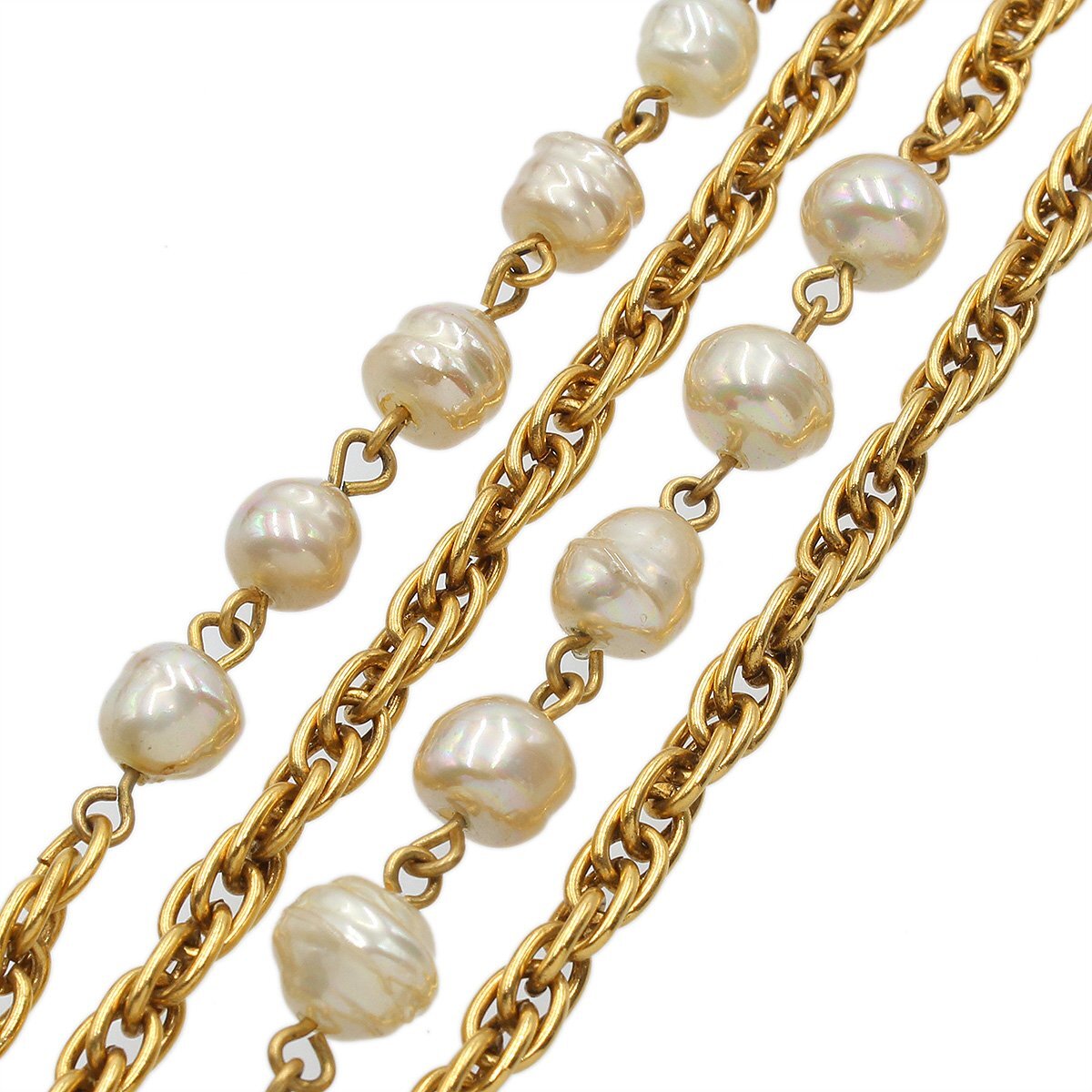 ★H2958 超美品!! シャネル グリポワ フェイクパール ロング チェーン ネックレス 1958 ゴールド CHANEL ヴィンテージ レディース★_7