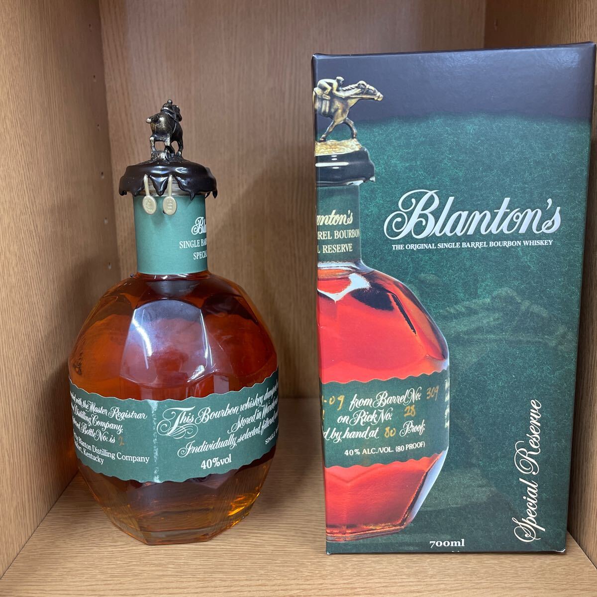 1円 ブラントン シングルバレル バーボン ウイスキー 箱付 Blantons 緑 